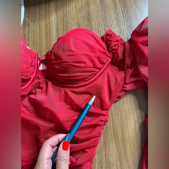 NWT Oh Polly True For You Ruched Mesh Cutout Mini Dress - Picture 9 of 11